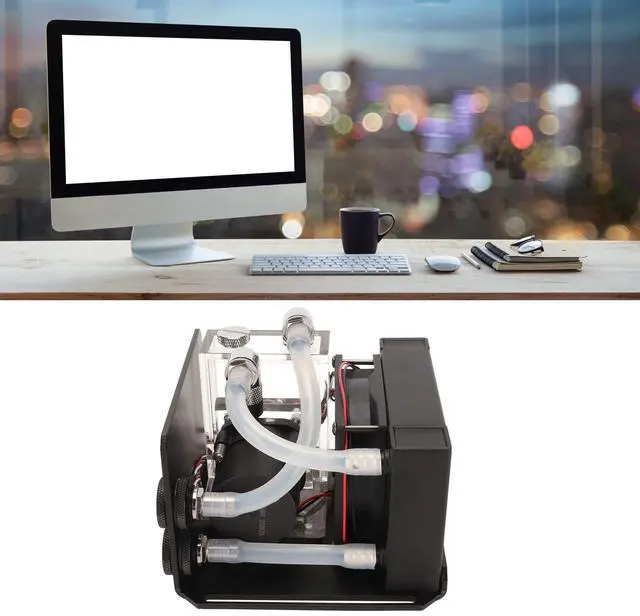 Alt view image 3 of 5 - CPU Water Cooler Pump, 600L H PC Water Cooling Integrated Mute, Aluminum Heat Exchanger Liquid Cooling Radiator Heat Sink with Fans for CPU PC Water Cool System