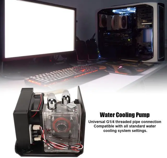 Alt view image 5 of 5 - CPU Water Cooler Pump, 600L H PC Water Cooling Integrated Mute, Aluminum Heat Exchanger Liquid Cooling Radiator Heat Sink with Fans for CPU PC Water Cool System