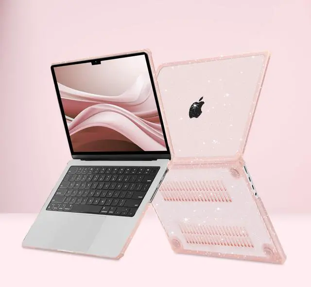Alt view image 4 of 5 - MOSISO Compatible with MacBook Pro 14 inch Case 2025-2021 M5 M4 M3 M2 M1 A3434 A3112 A3185 A3401 A2918 A2992 A2779 A2442, Heavy Duty Glitter Hard Shell with TPU Bumper&Keyboard Cover, Pink