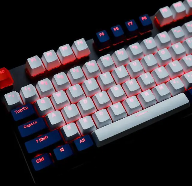 Alt view image 5 of 5 - YMDK Double Shot 108 Dyed PBT Shine Through OEM Profile Keycap Rainbow Carbon Sunset Backlit Keycaps for MX Switches Mechanical Keyboard(Only Keycap) (Navy 122)