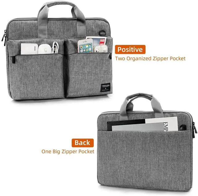 Alt view image 3 of 5 - KINGSLONG Slim 17.3 inch Laptop Bag Sleeve Carrying Case with Shoulder Strap, Notebook Ultrabooks Computer Handbag Cover for Men Women Fit for Acer Asus Lenovo HP Toshiba Grey