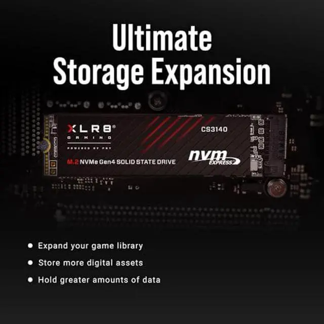 Alt view image 5 of 5 - PNY XLR8 Gaming CS3140 1TB PCIe Gen4 SSD - Up to 7500/5650 MB/s, M.2 2280, 3D NAND - PS5/PC/Laptop Upgrade for Gamers, Creators, and Heavy-Duty Setups - Internal Solid-State Drive - M280CS3140-1TB-RB