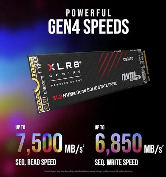 Alt view image 3 of 5 - PNY XLR8 Gaming CS3140 1TB PCIe Gen4 SSD - Up to 7500/5650 MB/s, M.2 2280, 3D NAND - PS5/PC/Laptop Upgrade for Gamers, Creators, and Heavy-Duty Setups - Internal Solid-State Drive - M280CS3140-1TB-RB