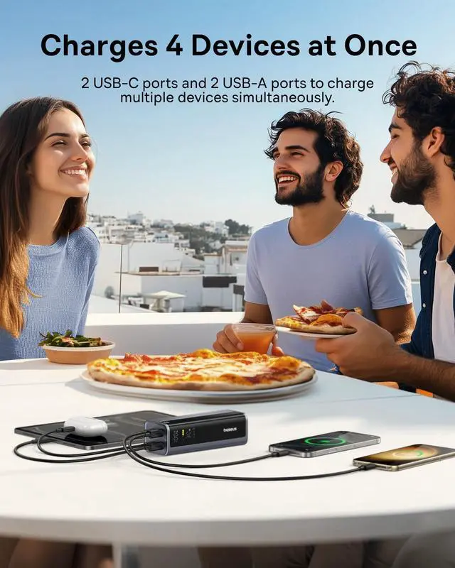 Alt view image 4 of 5 - Baseus Docking Station Dual Monitor Bundle with Baseus 20,800mAh 4-Port 145W Power Bank,10Gbps 10 in 1 Docking Station with 2 HDMI Single 4K@120Hz,
