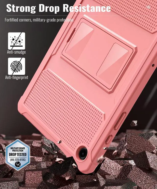 Alt view image 4 of 5 - MoKo Case Fit Galaxy Tab A9 Plus 11-Inch 2023 (SM-X210/X216/X218), Shockproof Full Body Rugged Stand Back Cover Built-in Screen Protector Fit Galaxy Tab A9+ 11" 2023, Apricot Orange