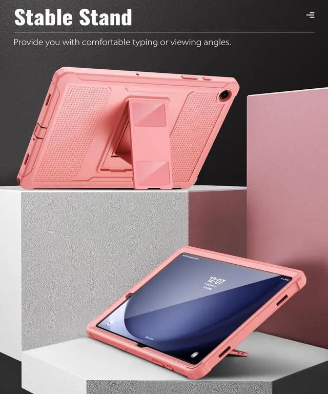 Alt view image 5 of 5 - MoKo Case Fit Galaxy Tab A9 Plus 11-Inch 2023 (SM-X210/X216/X218), Shockproof Full Body Rugged Stand Back Cover Built-in Screen Protector Fit Galaxy Tab A9+ 11" 2023, Apricot Orange