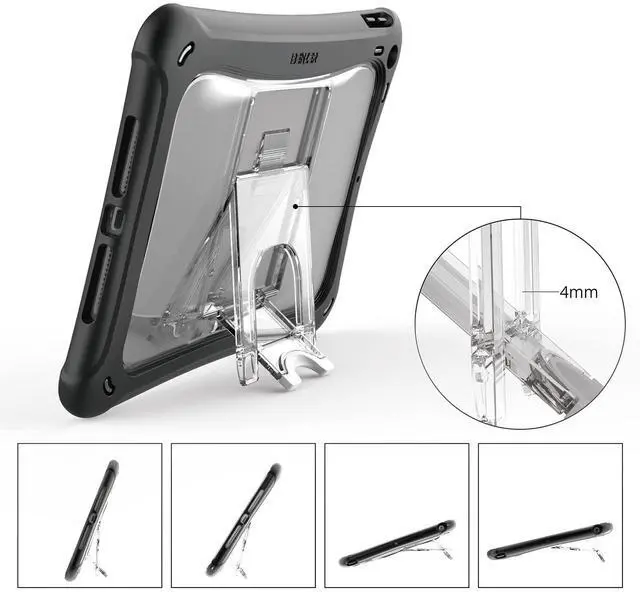 Alt view image 4 of 5 - IBENZER iPad 10.2 inch Case for iPad 7th/8th/9th Generation(2021/2020/2019), Dual Layer Full Body Protective Case with Built-in Screen Protector & Adjustable Heavy Duty Stand, Black,IP9-HPE2021-BK