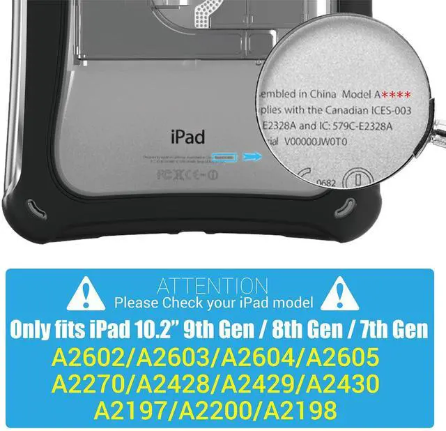 Alt view image 2 of 5 - IBENZER iPad 10.2 inch Case for iPad 7th/8th/9th Generation(2021/2020/2019), Dual Layer Full Body Protective Case with Built-in Screen Protector & Adjustable Heavy Duty Stand, Black,IP9-HPE2021-BK