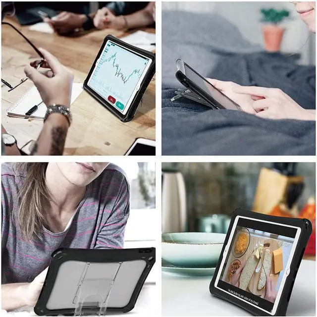 Alt view image 3 of 5 - IBENZER iPad 10.2 inch Case for iPad 7th/8th/9th Generation(2021/2020/2019), Dual Layer Full Body Protective Case with Built-in Screen Protector & Adjustable Heavy Duty Stand, Black,IP9-HPE2021-BK