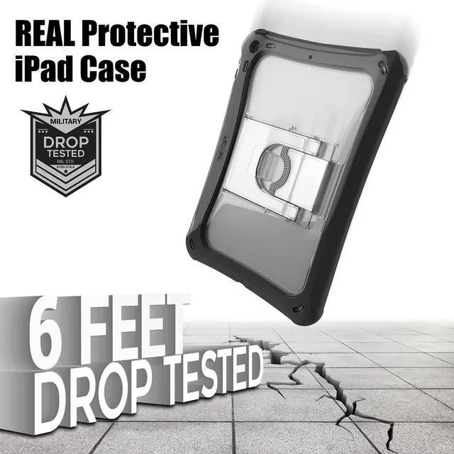 Alt view image 5 of 5 - IBENZER iPad 10.2 inch Case for iPad 7th/8th/9th Generation(2021/2020/2019), Dual Layer Full Body Protective Case with Built-in Screen Protector & Adjustable Heavy Duty Stand, Black,IP9-HPE2021-BK