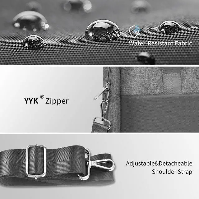 Alt view image 5 of 5 - WIWU Laptop Bag 15.6-16 Inch, Messenger Bag for Men Business Travel Water-Resistant Laptop Case with Strap, Compatible with MacBook Pro/Dell XPS/HP Envy/Microsoft Surface (Grey)