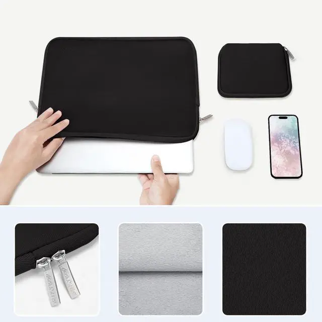 Alt view image 4 of 5 - MOSISO Compatible with MacBook Air 13 inch Case 2018-2022 Release A2337 M1 A2179 A1932, Glitter Plastic Hard Shell&Neoprene Sleeve Bag&Keyboard Cover&Screen Protector&Storage Bag,Transparent&Black