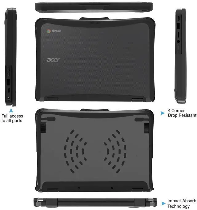 Alt view image 4 of 5 - IBENZER Hexpact Heavy Duty case for 11.6" Acer Chromebook 311 C722, Protective Cover with Screen Lock for K-12 Students, Black, HPE-ACER 722