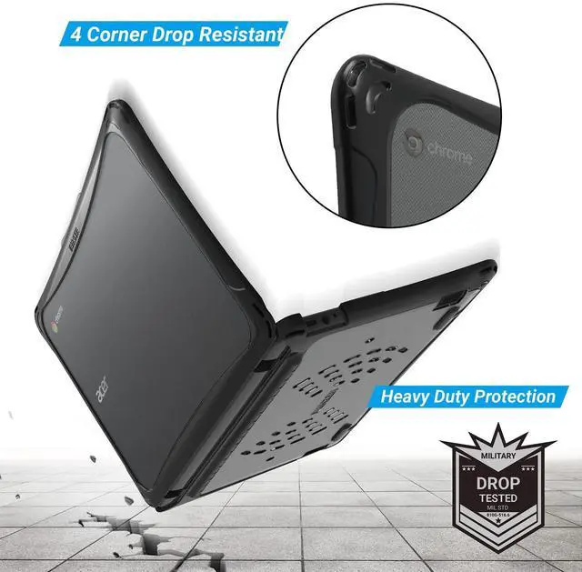 Alt view image 5 of 5 - IBENZER Hexpact Heavy Duty case for 11.6" Acer Chromebook 311 C722, Protective Cover with Screen Lock for K-12 Students, Black, HPE-ACER 722