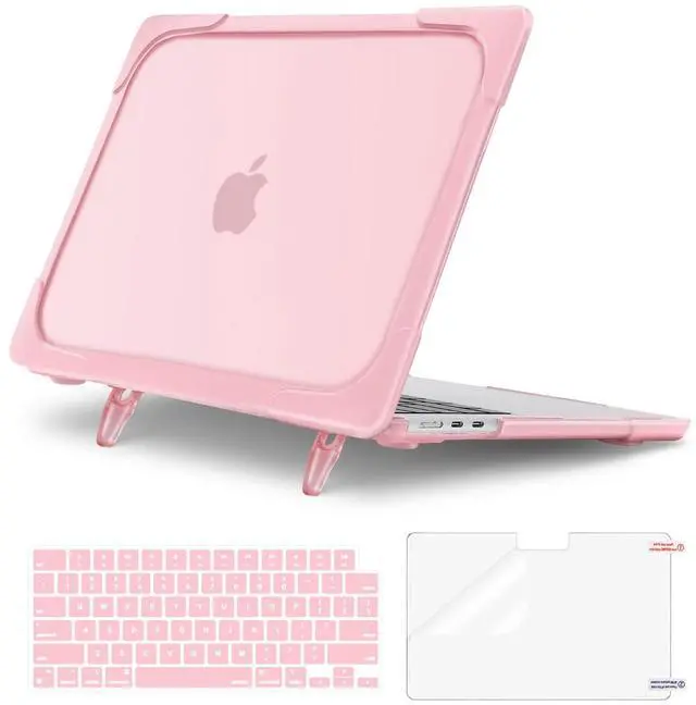 Main image of MOSISO Compatible with MacBook Air 15 inch Case 2025 2024 2023 Release M4 A3241 M3 A3114 M2 A2941, Heavy Duty Plastic Hard Shell Case Cover with Fold Kickstand&Keyboard Cover&Screen Film, Pink