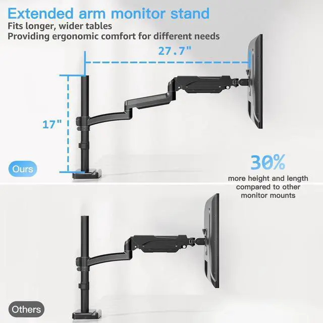 Alt view image 3 of 5 - MOUNTUP Single Monitor Desk Mount+MOUNTUP Universal VESA Mount