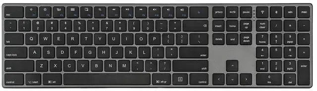 Main image of Perixx PERIBOARD-817 Wireless Multi Device Keyboard, Full Size, Aluminum Housing, X Type Scissor Keys, Compatible with Windows, macOS, Linux