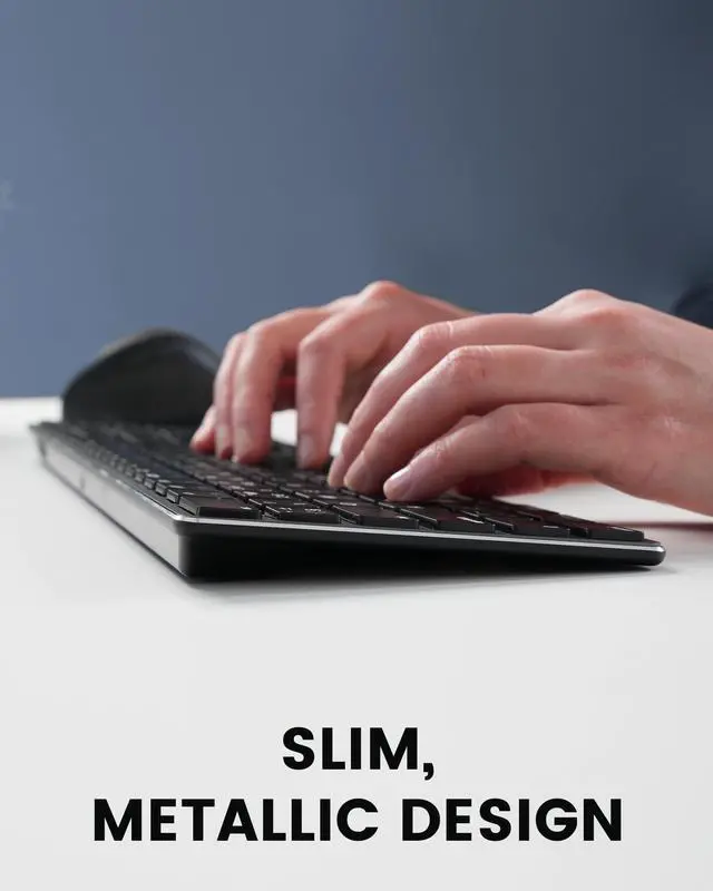 Alt view image 3 of 5 - Perixx PERIBOARD-817 Wireless Multi Device Keyboard, Full Size, Aluminum Housing, X Type Scissor Keys, Compatible with Windows, macOS, Linux