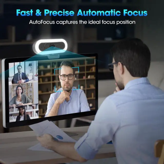 Alt view image 2 of 5 - ToLuLu Streaming Webcam 2K 50FPS Web Cam, LED RGB Webcam with Microphone and Light, Autofocus Computer Camera with Cover and Tripod, Plug-Play USB Web cam for PC Desktop/MacBook Gaming Video Calling