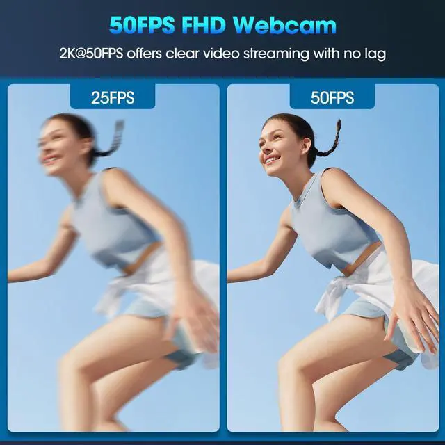 Alt view image 3 of 5 - ToLuLu Streaming Webcam 2K 50FPS Web Cam, LED RGB Webcam with Microphone and Light, Autofocus Computer Camera with Cover and Tripod, Plug-Play USB Web cam for PC Desktop/MacBook Gaming Video Calling