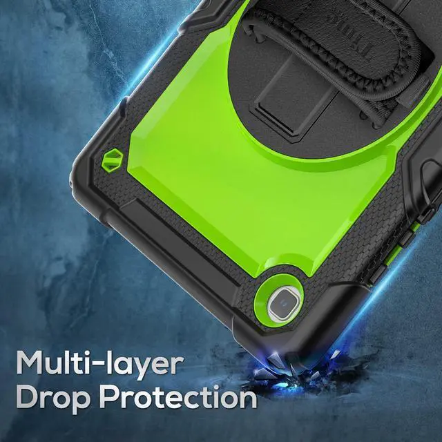 Alt view image 3 of 5 - Timecity for Samsung Galaxy Tab A7 10.4 Inch Case 2020/2022, SM-T500/T503/T505/T507/T509 Tablet Case, Durable Sturdy Case with Screen Protector Swivel Stand Hand Shoulder Strap Drop-Proof - Green