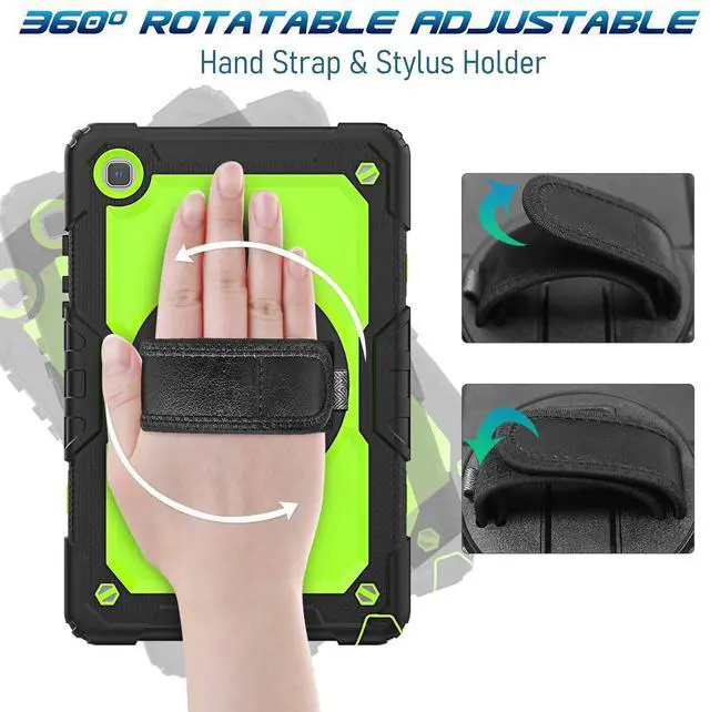 Alt view image 4 of 5 - Timecity for Samsung Galaxy Tab A7 10.4 Inch Case 2020/2022, SM-T500/T503/T505/T507/T509 Tablet Case, Durable Sturdy Case with Screen Protector Swivel Stand Hand Shoulder Strap Drop-Proof - Green