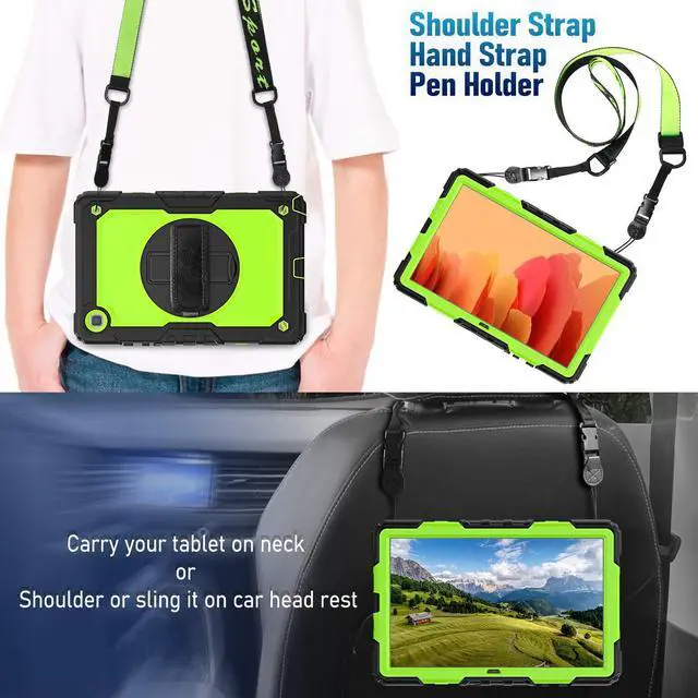 Alt view image 5 of 5 - Timecity for Samsung Galaxy Tab A7 10.4 Inch Case 2020/2022, SM-T500/T503/T505/T507/T509 Tablet Case, Durable Sturdy Case with Screen Protector Swivel Stand Hand Shoulder Strap Drop-Proof - Green