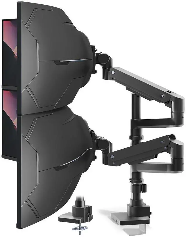 Main image of Dual Monitor-Arm Heavy-Duty for 17-57-Inch Screens - Vertical Ultrawide Dual Monitor Mount, Fully Adjustable Stacked Double Monitor Desk Mount Stand, Max Load 44 lbs per Screen, VESA 75/100 mm, Black