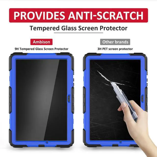 Alt view image 2 of 5 - Ambison Case for A9+ 11'' 2023, [Kids Proof] Full Body Protective Case with 9H Tempered Glass Screen Protector, 360deg Rotatable Kickstand & Hand Strap (Blue)