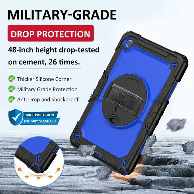 Alt view image 5 of 5 - Ambison Case for A9+ 11'' 2023, [Kids Proof] Full Body Protective Case with 9H Tempered Glass Screen Protector, 360deg Rotatable Kickstand & Hand Strap (Blue)