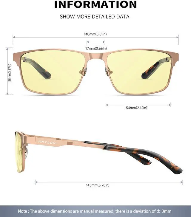 Alt view image 3 of 5 - ANYLUV Blue Light Glasses for Men/Women, Lightweight Blue Light Blocking Glasses, Anti-Eye Strain Computer Glasses for Gaming