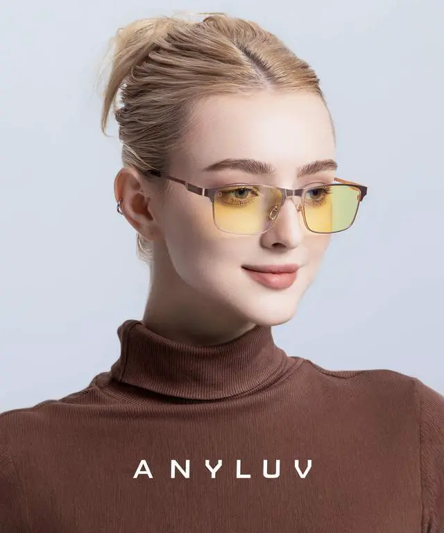 Alt view image 2 of 5 - ANYLUV Blue Light Glasses for Men/Women, Lightweight Blue Light Blocking Glasses, Anti-Eye Strain Computer Glasses for Gaming