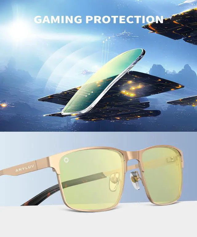 Alt view image 4 of 5 - ANYLUV Blue Light Glasses for Men/Women, Lightweight Blue Light Blocking Glasses, Anti-Eye Strain Computer Glasses for Gaming