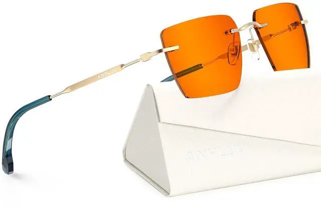 Main image of ANYLUV Rimless Blue Light Blocking Glasses Men Women, Lightweight Computer Reading Glasses, Anti Eyestrain Gaming Glasses