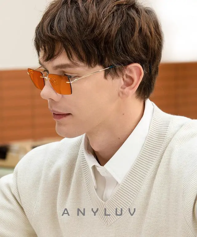 Alt view image 2 of 5 - ANYLUV Rimless Blue Light Blocking Glasses Men Women, Lightweight Computer Reading Glasses, Anti Eyestrain Gaming Glasses