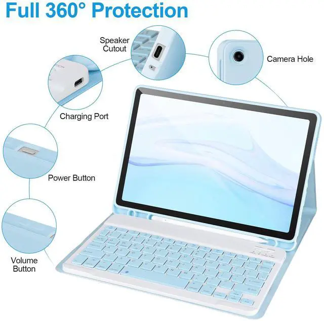 Alt view image 4 of 5 - Keyboard Case for Samsung Galaxy Tab A9+/Plus 11'' 2023(SM-X210/X216/X218),Case with Keyboard for Samsung Tab A9+ with S Pen Holder,Detachable Bluetooth Keyboard for Galaxy A9 Auto Wake/Sleep (Blue)