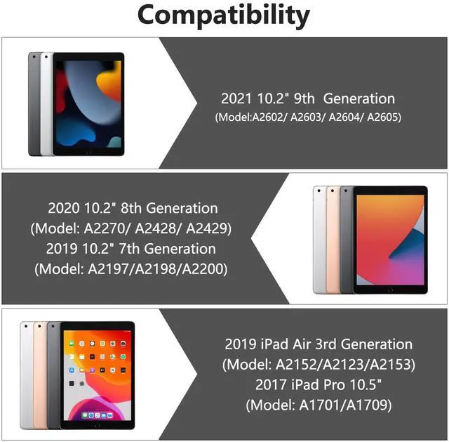 Alt view image 2 of 5 - BAIBAO iPad 9th Generation Case with Keyboard 10.2 Inch - Detachable Slim Cover with Pencil Holder, Compatible with iPad 8th/7th Gen, Pro 10.5, Air 3rd (Black)