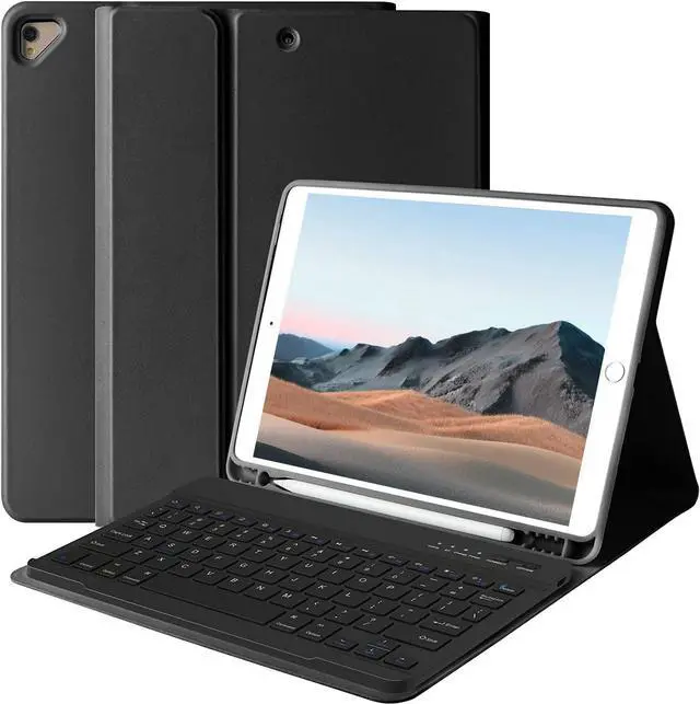 Main image of BAIBAO iPad 9th Generation Case with Keyboard 10.2 Inch - Detachable Slim Cover with Pencil Holder, Compatible with iPad 8th/7th Gen, Pro 10.5, Air 3rd (Black)