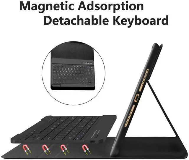 Alt view image 5 of 5 - BAIBAO iPad 9th Generation Case with Keyboard 10.2 Inch - Detachable Slim Cover with Pencil Holder, Compatible with iPad 8th/7th Gen, Pro 10.5, Air 3rd (Black)