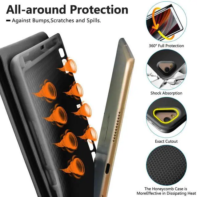 Alt view image 4 of 5 - BAIBAO iPad 9th Generation Case with Keyboard 10.2 Inch - Detachable Slim Cover with Pencil Holder, Compatible with iPad 8th/7th Gen, Pro 10.5, Air 3rd (Black)