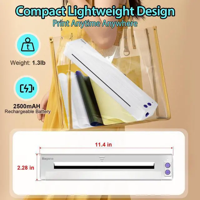 Alt view image 3 of 5 - Bagana Wireless Tattoo Stencil Printer, Bluetooth Thermal Temporary Portable Tattoo Transfer Machine Kit Compatible with Smartphone & PC