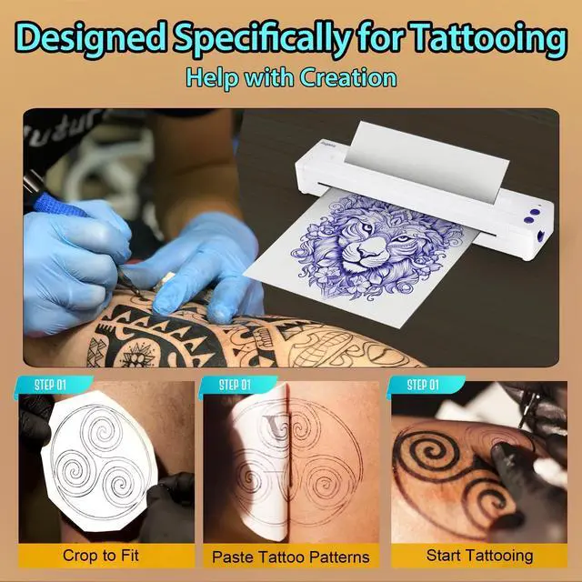 Alt view image 5 of 5 - Bagana Wireless Tattoo Stencil Printer, Bluetooth Thermal Temporary Portable Tattoo Transfer Machine Kit Compatible with Smartphone & PC