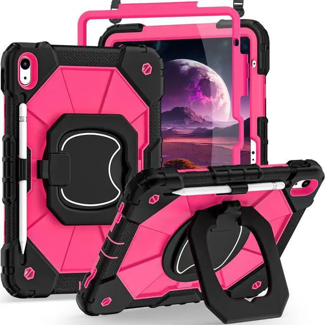 Main image of Auizotl Case for iPad 10th Generation 10.9 Inch/iPad 11 Inch (A16) 2025 11 Inch,10th Generation Case with 360 Rotating Stand Screen Protector,Heavy Duty Shockproof Cover for iPad10th,Black Pink