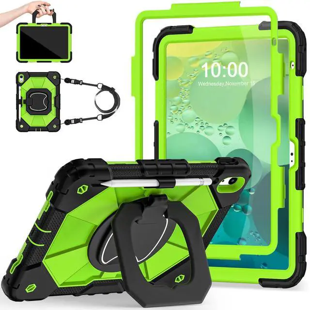 Main image of Auizotl Case for iPad (A16) 11th Generation 11 Inch (2025) /iPad 10th Generation 10.9 Inch (2022) with Rotating Stand Screen Protector,Heavy Duty Shockproof Cover for i Pad 10th Gen Case,Black Green