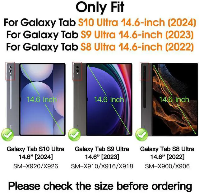 Alt view image 2 of 5 - BRAECNstock for Samsung Galaxy Tab S10 Ultra/S9 Ultra/S8 Ultra Case 14.6" 2024/2023/2022 Shockporoof Samsung Tablet 14.6 inch Case with Pencil Holder Rotating Hand Strap & Stand Shoulder Strap - Black