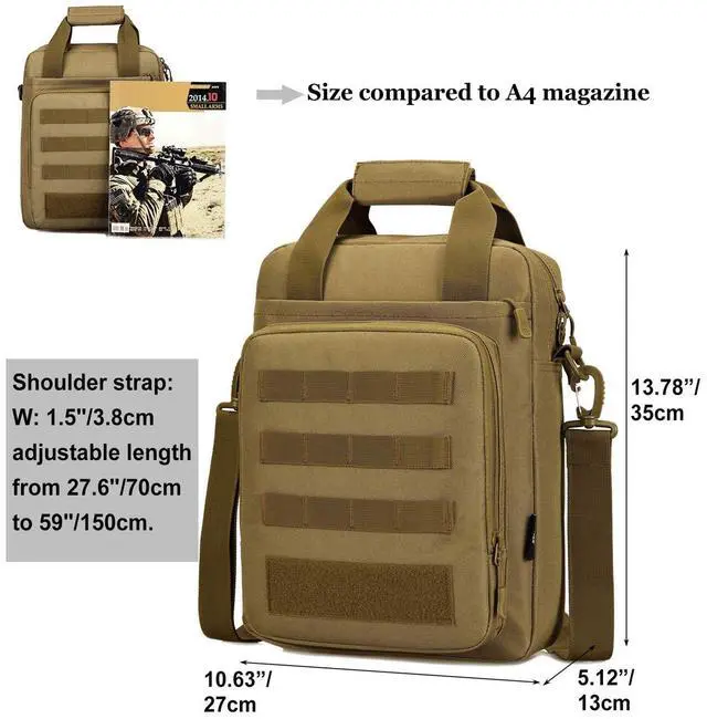 Alt view image 2 of 5 - CamGo Tactical Briefcase Heavy Duty Military Shoulder Messenger Bag Lightweight Mens Handbag