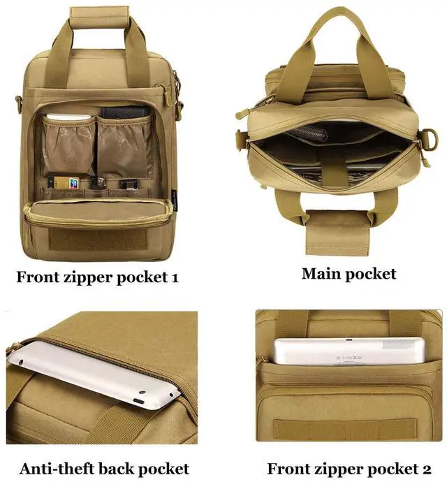 Alt view image 4 of 5 - CamGo Tactical Briefcase Heavy Duty Military Shoulder Messenger Bag Lightweight Mens Handbag