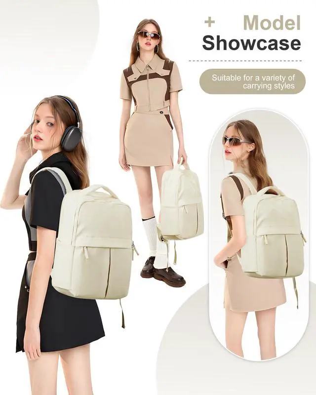 Alt view image 4 of 5 - CADOLIM Beige Large Travel Backpack For Women Laptop Backpack Carry On Backpack For Airplanes College Backpacks For Women Men Waterproof Gym Work Backpack For Travel