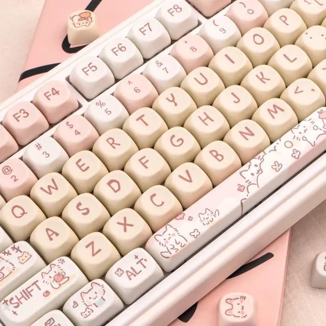 Alt view image 4 of 5 - COOMICKEY PBT Keycap Set, MOA Profile Cute Keycaps Pink Cat Keycaps 131 Keys Custom Dye-Sublimation Keyboard Keycap Set for 60% 65% 70% 75% 100% Cherry Gateron MX Switches Mechanical Keyboards
