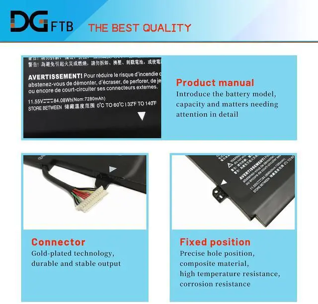 Alt view image 2 of 5 - DGTECH YB06XL Laptop Battery Replacement for HP Spectre X360 15-CH 2018 15-CH000NA 15-CH000TX 15-CH004NL 15-CH005NG 15-CH012TX Series HSTNN-DB8H HSTNN-DB8V 928427-271 926372-855 YB06084XL 84.08Wh